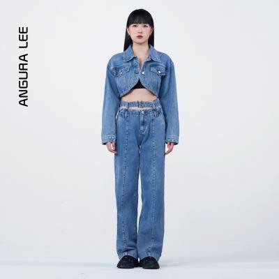 春夏經(jīng)典水洗淺藍(lán)女裝牛仔短裝外套